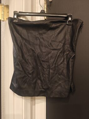 Susana Monaco Black Faux Leather Tube Top